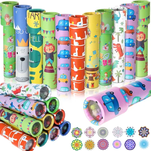 Vista 8 de 24 piezas de juguetes educativos clásicos de caleidoscopios, regalos de devolución, tubos de papel, lentes prismáticas, juguetes vintage