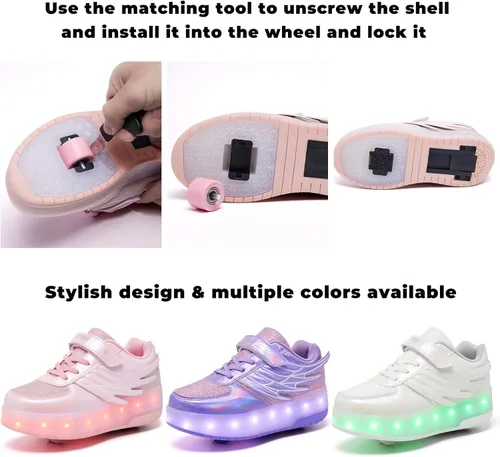 Vista 6 de Zapatillas de patinaje LED para niñas y niños con ruedas