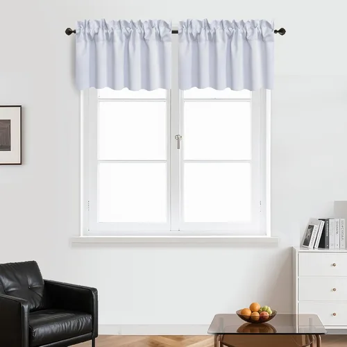 Vista 31 de Aquazolax Half Window Curtains 24 Inch Length, 28" Wide Rod Pocket Small Window Treatment for Kitchen, Bathroom, Camper, Beige, 2 Panels Set