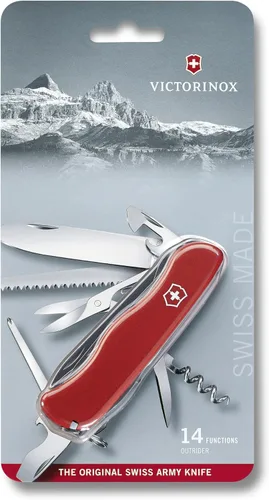 Vista 2 de Victorinox Outrider Swiss Army - Cuchillo de bolsillo, grande, multiherramienta, 14 funciones, hoja, tijeras, rojo