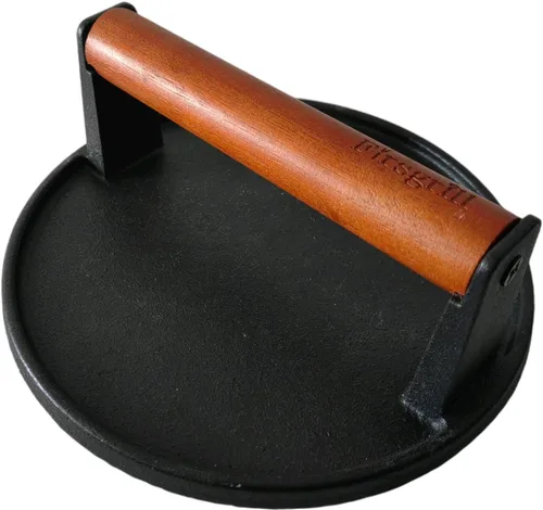 Vista 6 de Firsgrill Prensa para parrilla de hierro fundido resistente de 8.3"×4.3" y peso para bistec con mango de madera de agarre cómodo que no se calienta