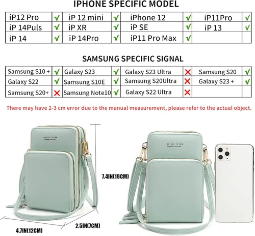 Vista 4 de Bolso chico en bandolera de mujer para celular, minicartera tarjetera monedero de manohombro