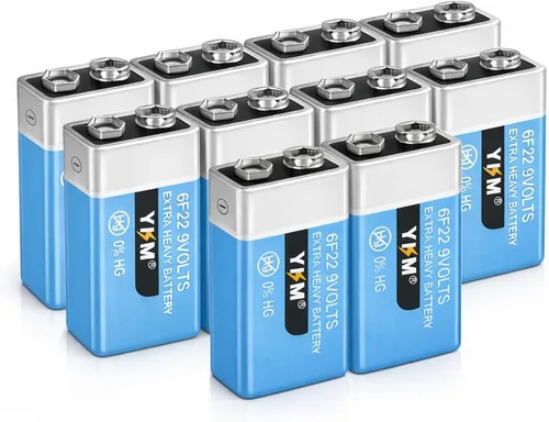 Vista 11 de YKM Paquete de 2 baterías de 9 V para detector de humo, alarma de humo, carbón y zinc, batería de 9 voltios