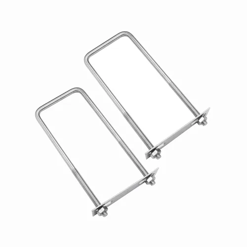 Vista 9 de 2 juegos de pernos en U cuadrados de acero inoxidable 304 de 0.98 pulgadas de ancho interior, 2.95 pulgadas de longitud inoxidable M8 con tuercas