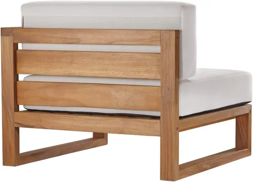 Vista 7 de Modway EEI-4256-NAT-WHI-SET Sofá biplaza seccional de 2 piezas de madera de teca para patio, color blanco natural