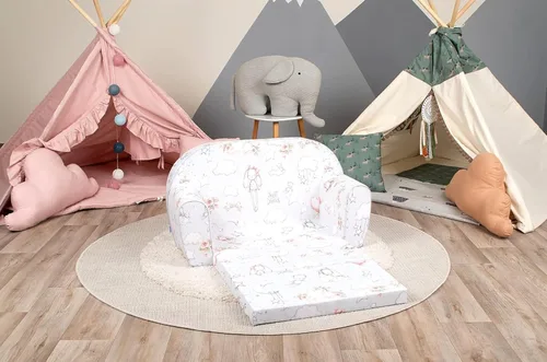 Vista 30 de Delsit Sofá infantil para niños pequeños – Sofá convertible de espuma 2 en 1 a tumbona, cómoda silla abatible para niños, fabricada en Europa