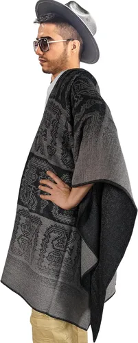 Vista 7 de Poncho de alpaca para hombre, Ponchos de lana para adultos, Poncho de lana para hombre