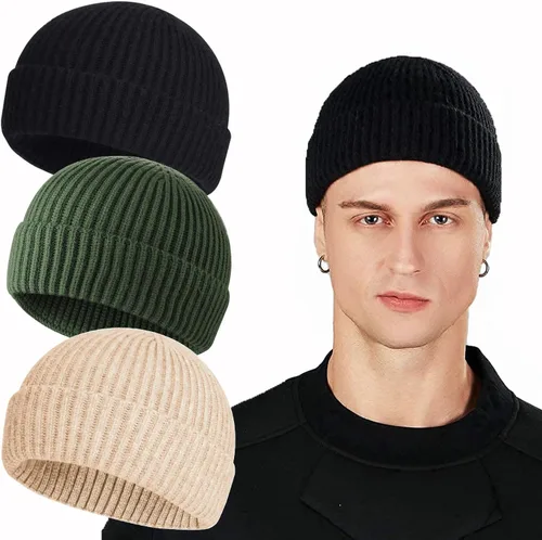ROYBENS Gorro de punto con puño de lana Swag para hombre y mujer, gorras abrigadas de invierno