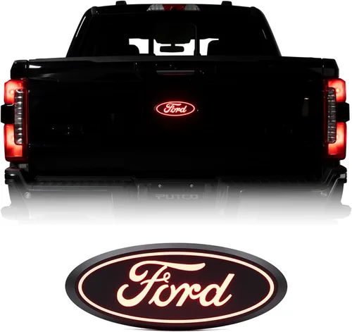 Putco Luminix Emblema LED rojo ovalado para portón trasero - Compatible con Ford F150 2015-2026 (Todos los modelos excepto Platinum o Limited)