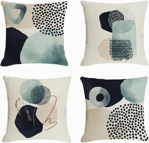 Vista 11 de Jartinle Juego de 4 fundas de almohada abstractas de color naranja quemado de 20 x 20 pulgadas, fundas de almohada geométricas bohemias decorativas