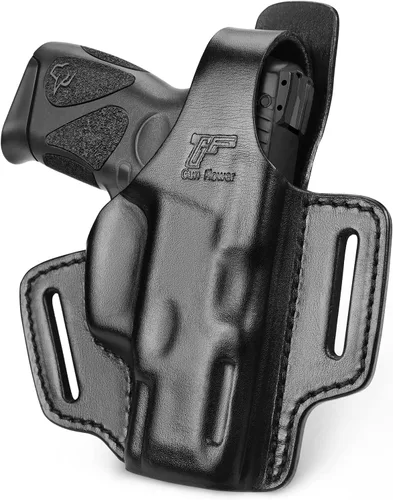 OWB Leather Holster for Glock 17 19 19X 22 23 45, Taurus G2C/G3C, Sig P320 Compact, Colt 1911 5’’ No Rail – Full Grain Leather, Thumb Break