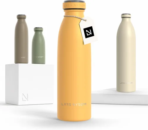 Vista 13 de LARS NYSØM Botella de agua aislada de acero inoxidable de 12 onzas, 17 onzas, 25 onzas, 34 onzas, 51 onzas, frasco térmico aislado para bebidas