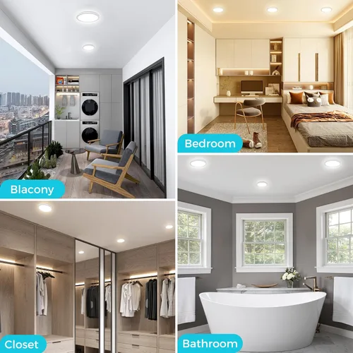 Vista 6 de libtit Paquete de 1 luces LED de techo pequeñas de 4.7 pulgadas, montaje empotrado, 3000 K, 4000 K, 6500 K, ajustable, 7 W, 700 lúmenes, luz