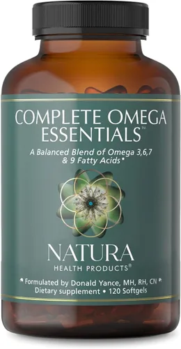Natura Health Products Suplemento completo Omega Essentials, mezcla equilibrada de ácidos grasos Omega 3, 6, 7 y 9, con concentrado de aceite de