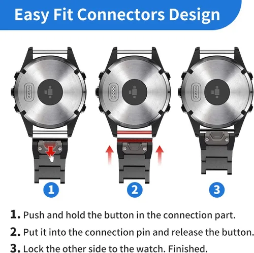 Vista 4 de for Garmin Fenix 8 51mm/7X/6X/5X Plus Band, 26mm Titanium Metal Quick Release Easy Fit Watch Bands with Double Button Clasp for GarminEnduro 2