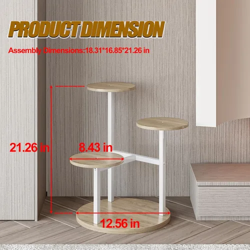 Vista 4 de Soporte para plantas de interior de 4 niveles con 5 estantes para macetas múltiples para patio, jardín, balcón, sala de estar, esquina