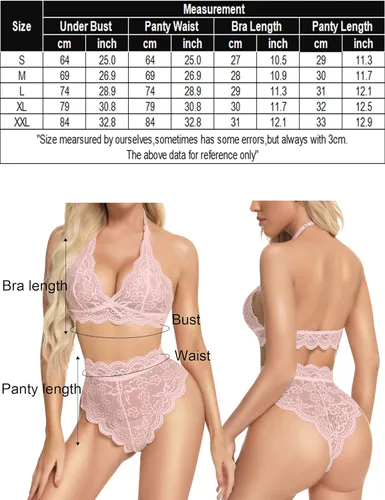 Vista 6 de Ababoon Conjunto de lencería sexy para mujer conjunto de brasier y bragas de cintura alta conjunto de ropa interior de 2 piezas S-XXL