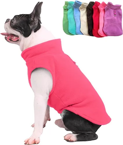 Vista 9 de JACKO & CO - Chaleco de forro polar para perro con anillo para correa - Abrigo suave, cálido y ligero para perros, cachorros y gatos pequeños y Azul