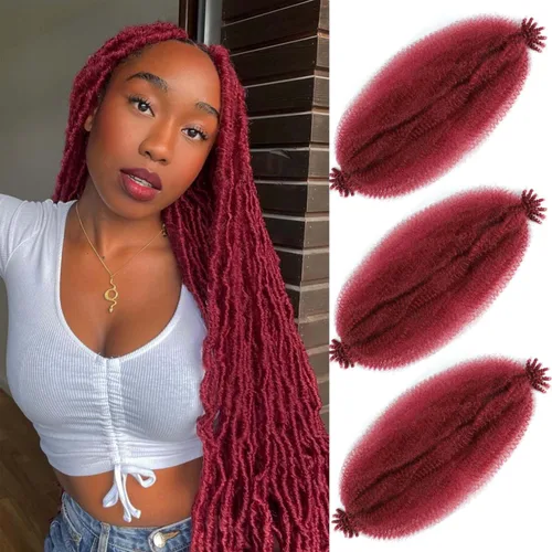 Vista 18 de Cabello afro elástico y trenzado de 30 pulgadas 2 paquetes, cabello preesponjado y trenzado elástico pre-estirado para extensiones de cabello suave