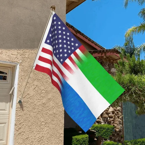 Vista 6 de Sierra Leone America Flag Oil Painted 3X5 Ft Flag Double Sided Decor Banner Garden Flag for Outside Room Indoor