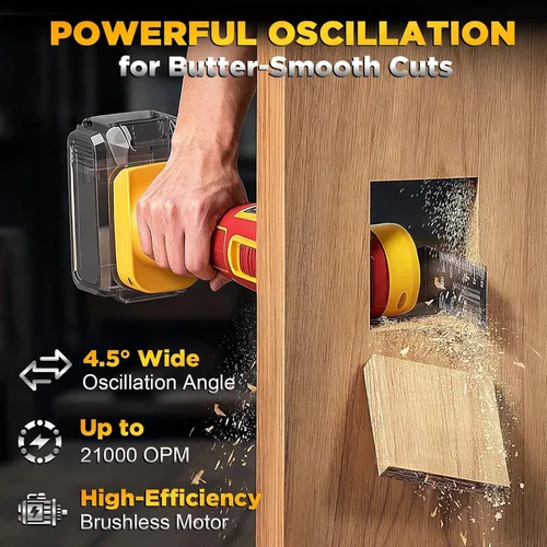 Vista 5 de Multiherramienta oscilante inalámbrica compatible con batería DeWalt de 20 V (solo herramienta), 21000 OPM sin escobillas, ángulo de giro de 4.5°