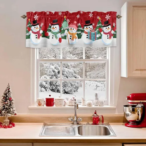 Vista 26 de Cenefas de verano para cocina, cafetería, cenefa de ventana con diseño de estrella de mar costera azul, 42 x 12 pulgadas, bolsillo para barra