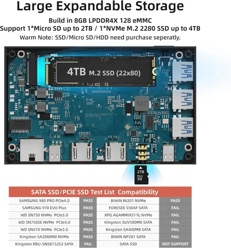 Vista 3 de MeLE Mini PC sin ventilador, Windows 11 Pro Celeron J4125 8GB 128GB, Micro PC HDMI dual portátil pequeña computadora de escritorio, soporta