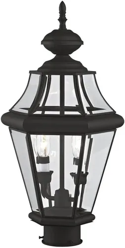 Vista 3 de Livex Lighting 2264-01 Georgetown - Cabezal de poste para exteriores con 2 luces, latón antiguo