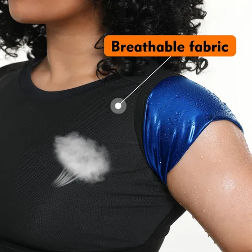 Vista 4 de LMCOB Camiseta deportiva de compresión para mujer para sauna, chaleco de sauna que atrapa el calor para mujer