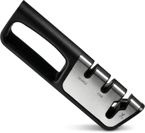 Afilador de cuchillos y tijeras 3 en 1 de alta calidad, herramienta manual profesional para afilar cuchillas de cocina con abrasivos de diamante de