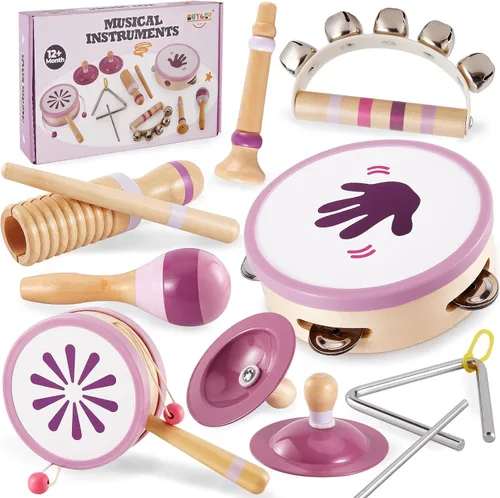 BUYGER Instrumentos musicales de madera bebé Montessori juguete para niños