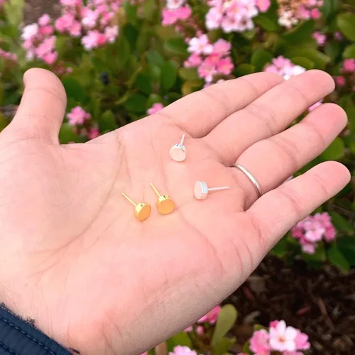 Vista 5 de Adabele Authentic Sterling Silver Tiny Stud Earrings Circle Dot Triangle Star Moon Bar Minimalist Hypoallergenic Nickel Free Women Girl Teen Men