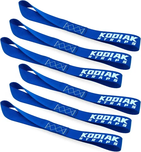 Vista 10 de Correas de amarre de bucle suave, 1 x 12 pulgadas, capacidad de carga de 4,500 libras, color negro, paquete de 6 trabillas para asegurar ATV, UTV