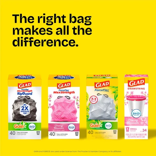 Vista 11 de Glad ForceFlex Bolsas de basura altas para cocina, 13 galones, Gain Original, 40 unidades (el paquete puede variar)
