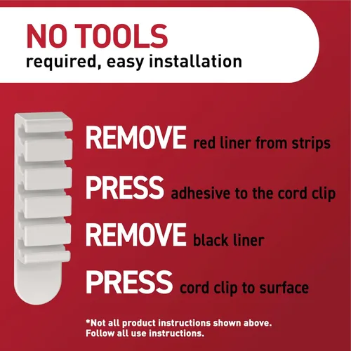 Vista 7 de Command 5-Cord Clip Organizer, 4 Clips and 8 Medium Strips, White, 1 Clip Holds up to 5 Charding Cords, Great for Damage-Free Electronics