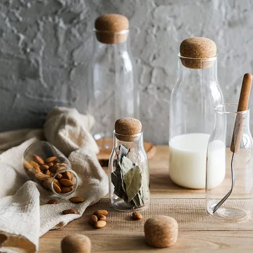 Vista 7 de IVAILEX Tarros de vidrio con tapas de corcho, tarro de caramelo con tapa, tarro de café para mostrador, tarro de galletas con tapas herméticas