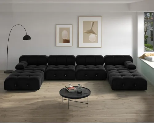 Vista 24 de Sofá modular seccional, sofá de terciopelo, asiento medio, beige