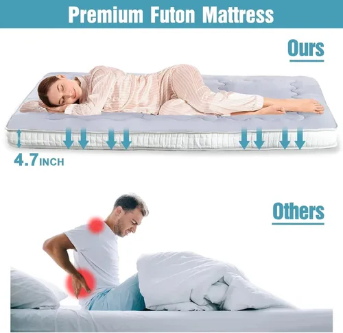 Vista 6 de KIAYACI Colchón japonés de piso para campaña, colchón individual, almohadilla de colchón de espuma viscoelástica para dormitorio universitario