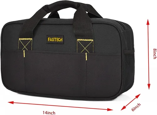 Vista 3 de FASTECH Bolsa de herramientas resistente de 14 pulgadas, bolsa de herramientas de boca ancha, bolsa organizadora de herramientas impermeable, bolsa