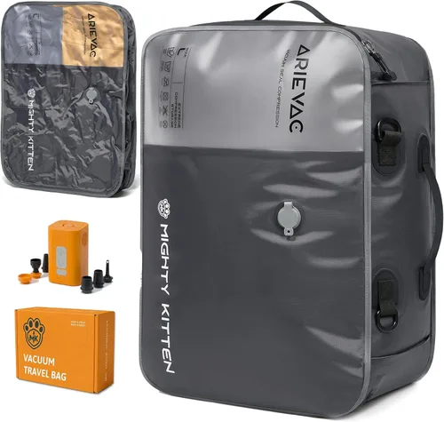 Vista 12 de IKYWT Bolsas de sellado al vacío para viaje con bomba recargable, cubos de embalaje de compresión de 18 litros para maleta de mano y mochila