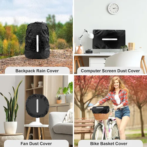 Vista 7 de LAMA Paquete de 2 fundas impermeables para mochila, protector reflectante a prueba de lluvia para antipolvo y antirrobo, tamaño M