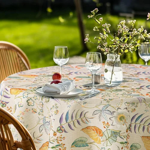 Vista 7 de Lamberia Patio Outdoor Indoor 60" 5ft Round Tablecloth with Umbrella Hole and Zipper, Waterproof Table Cover for Backyard Circular Table/BBQs/Picnic