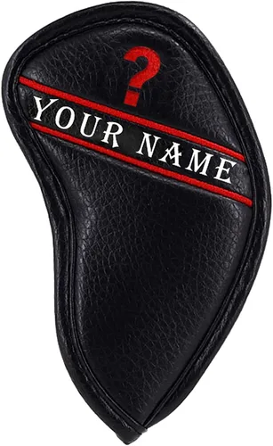 Vista 4 de CRAFTSMAN GOLF 12 piezas o 1 pieza de fundas para cabezas de palos de golf de cuero negro, con número de colores bordado para Callaway, Ping