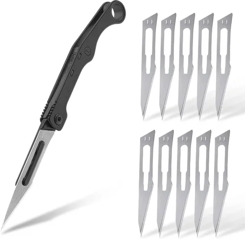 Vista 10 de KeyUnity KK13 Cuchilla de Utilidad de Precisión para Manualidades Mango de Titanio Mini Herramienta de Corte para Artes Manualidades Proyectos