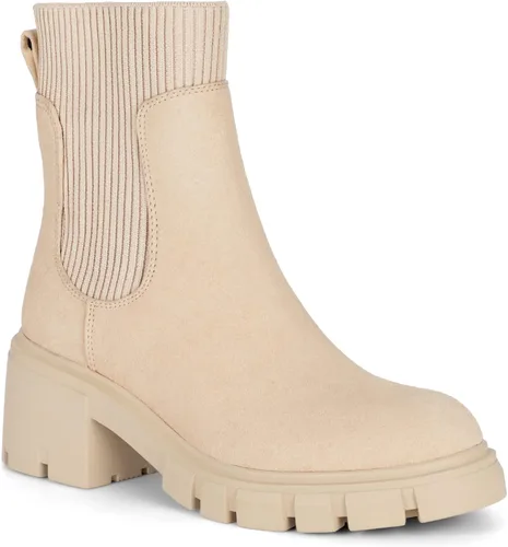 Vista 2 de Rihero Botas Chelsea para mujer con suela de lengüeta y tacón grueso elástico