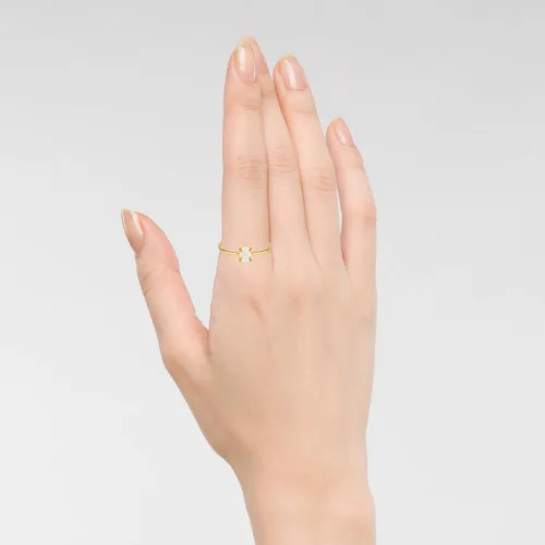 Vista 5 de MUSTHAVE Anillo de ópalo chapado en oro rosa de 18 quilates, ópalo blancoverderosa, tamaño ajustable