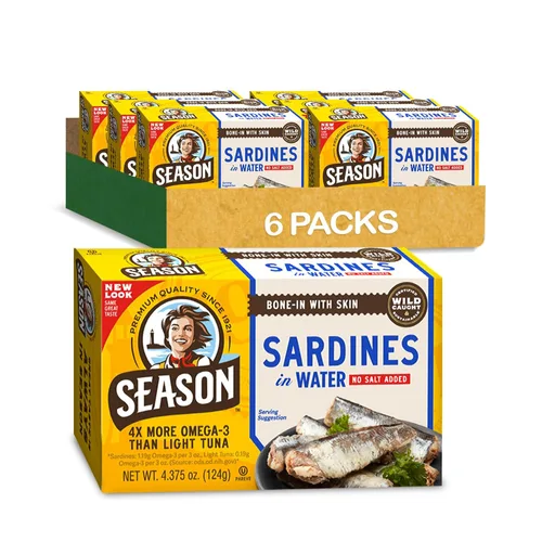 Vista 19 de Sardinas de temporada enlatadas y al agua. Sin sal añadida. Pack de 12 latas metálicas de 4.375 oz