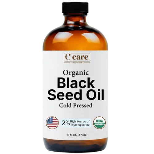 Vista 8 de Aceite de semilla negra orgánico prensado en frío sin refinar, botella de vidrio Aceite de semilla de comino negro orgánico certificado USDA