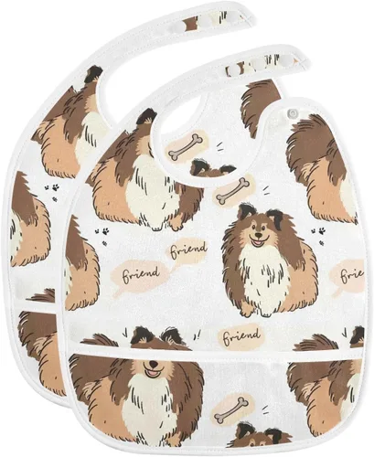 Vista 13 de MCHIVER Baberos de bebé para bebé niño y niña, delantal de alimentación impermeable, babero de algodón para comer alimentos, 2 paquetes