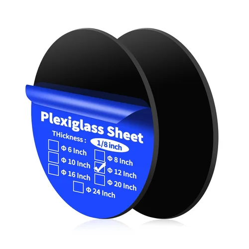 Vista 20 de Art3d 2 hojas acrílicas redondas de 1/8 pulgadas en negro, hojas circulares acrílicas de 6 pulgadas de diámetro, disco de plexiglás redondo, panel